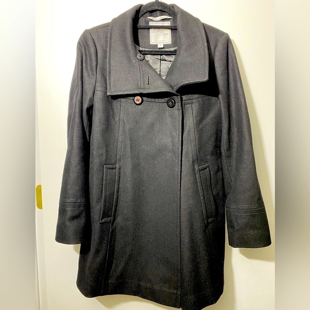 Larry Labine pea coat jacket  60% wool top buttoned size S.     T-21